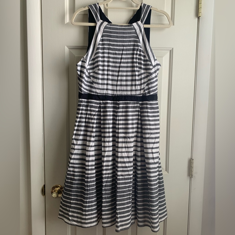 Eva Franco Anthropologie NWT Saybrook Stripe Dress Fit & Flare Cut Out Size 12